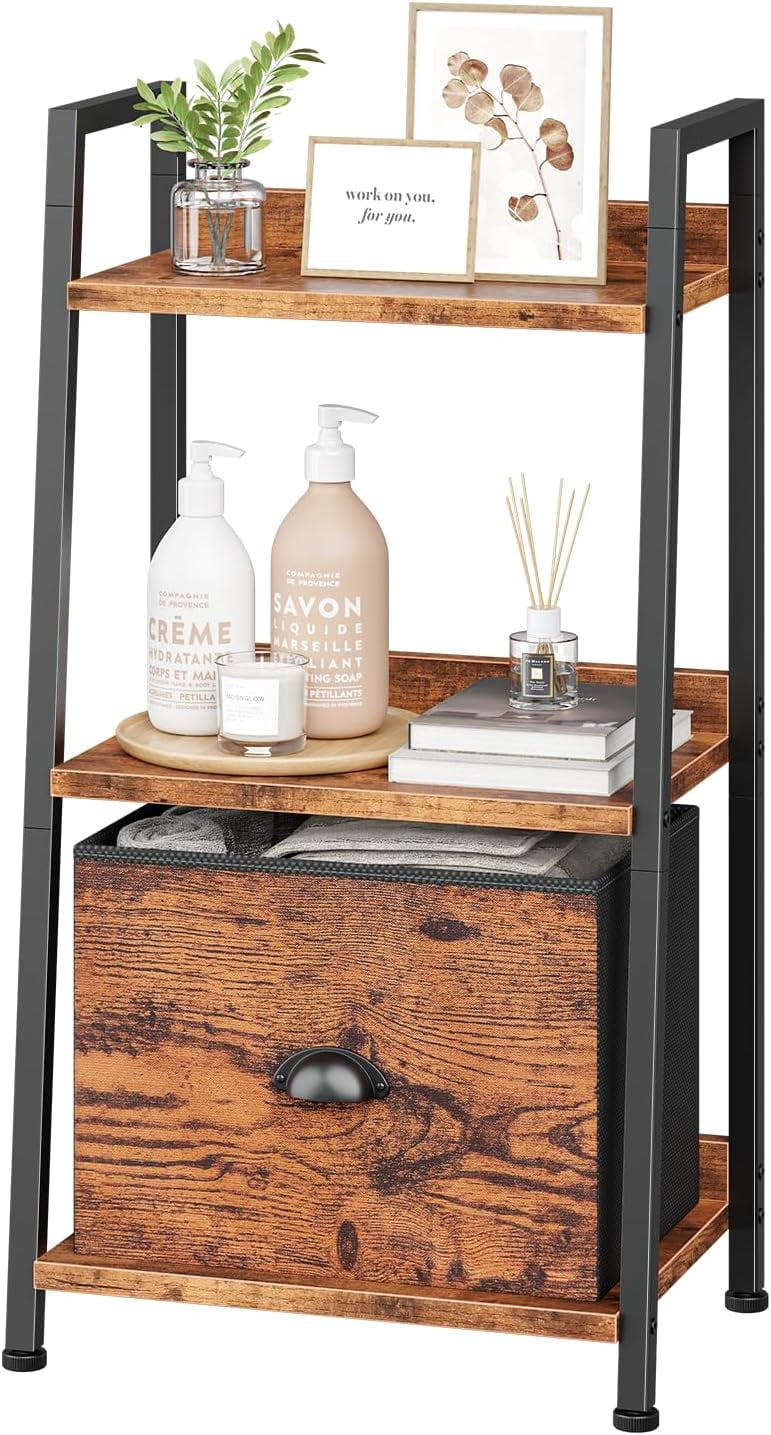 Bl Shelf 4-Tier Ladder Shelf, Ladder Bookshelf with Removable Drawer, Bookcase ...