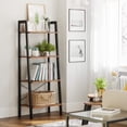 thumbnail image 1 of VASAGLE 4-Tier Ladder Shelf Wall Ladder Bookshelf Bookcase Furniture Storage Rack Shelves, Rustic Brown and Black, 1 of 10