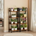 thumbnail image 1 of 4-Tier Ladder Shelf with Removable Drawer, Rustic Bookcase Storage  for Living Room, Home Office, Bedroom, 1 of 7