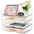 thumbnail image 1 of 4-Tier Large-Capacity Paper Organizer, Clear Stackable Desk Organizer & Acrylic Paper Tray, Transparent & Easy Access,Desk File Organizer for Home Office & School, 1 of 4