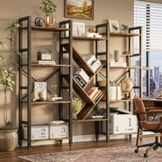 4-Tier Large Wooden Bookcase with 14 Open Display Shelves, Modern Tree Design, Metal Frame, Tall Bookshelf for Living Room, Office, or Study