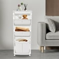 thumbnail image 1 of 4-Tier Laundry Hamper Basket with Wheels Portable Rolling Laundry Baskets Laundry Hampers Clothes Storage Organizer Shelf PP Clothes Sorter Hampers White, 1 of 17
