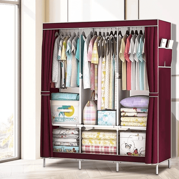 Portable Wardrobe Closet,Clothes Organizer And Storage For Bedroom Wardrobe Adult Wardrobe Clothing Rack Shelf Dustproof