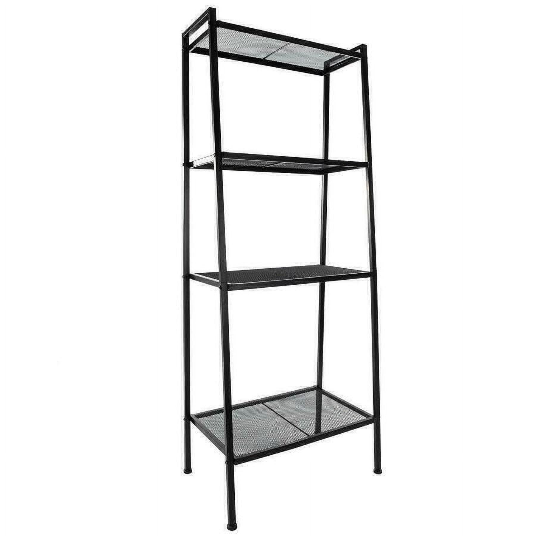4 Tier Leaning Ladder Shelf Bookcase Bookshelf Storage Shelves Metal