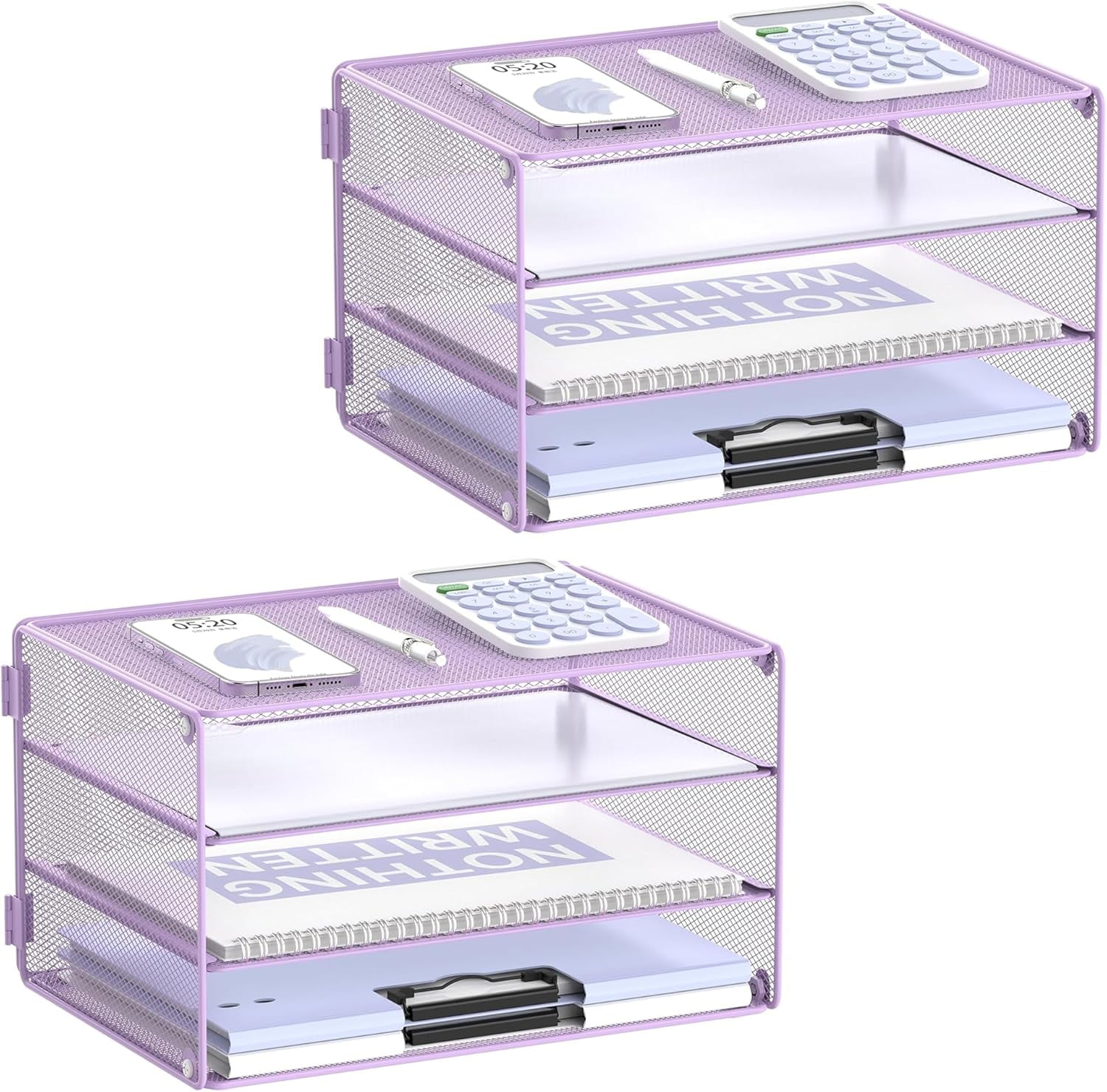 4 Tier Letter Tray Paper Organizer Mesh Metal Desk File Organizer for ...