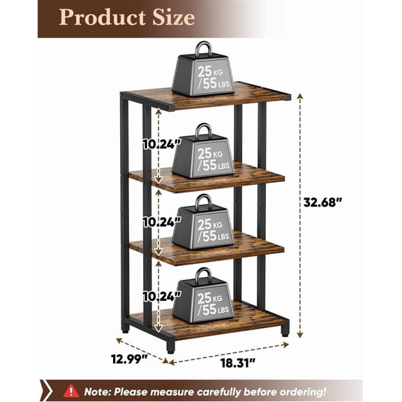 4-Tier Media Storage Stand, Audio Media Rack for Living Room, Gaming Room, Music Studio, Wooden Game Console Shelf for TV Accessories/Audiovisual Equipment/Optical Disc/PS4, Black