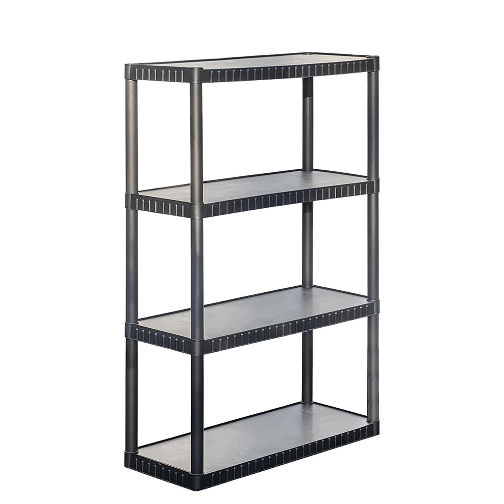 4-Tier Medium Duty Solid Storage Shelf, Plastic Shelving Unit, Sturdy ...