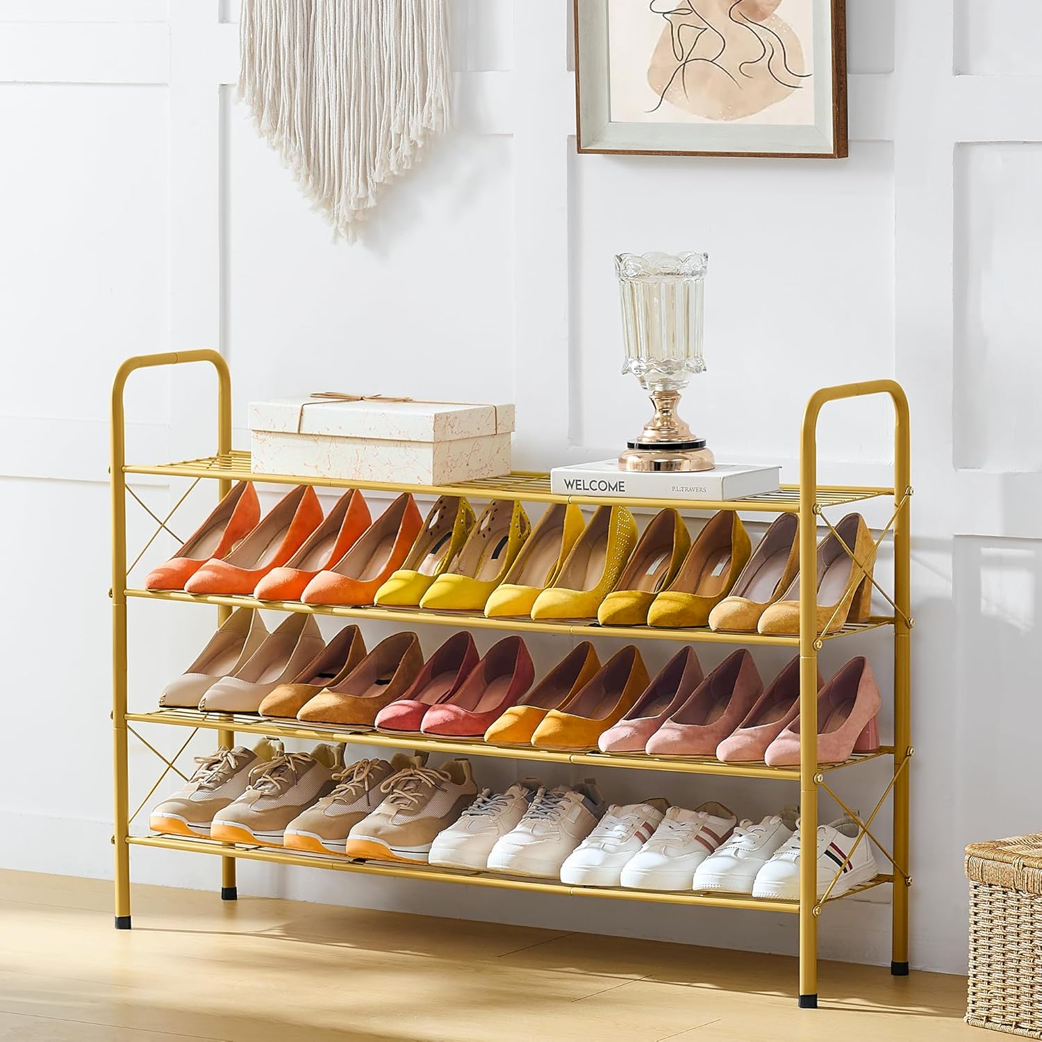 All Style Shoe Racks 4 Tier Mesh Style Shoe Rack, Entryway Shoe Shelf, Shoe Storage ...