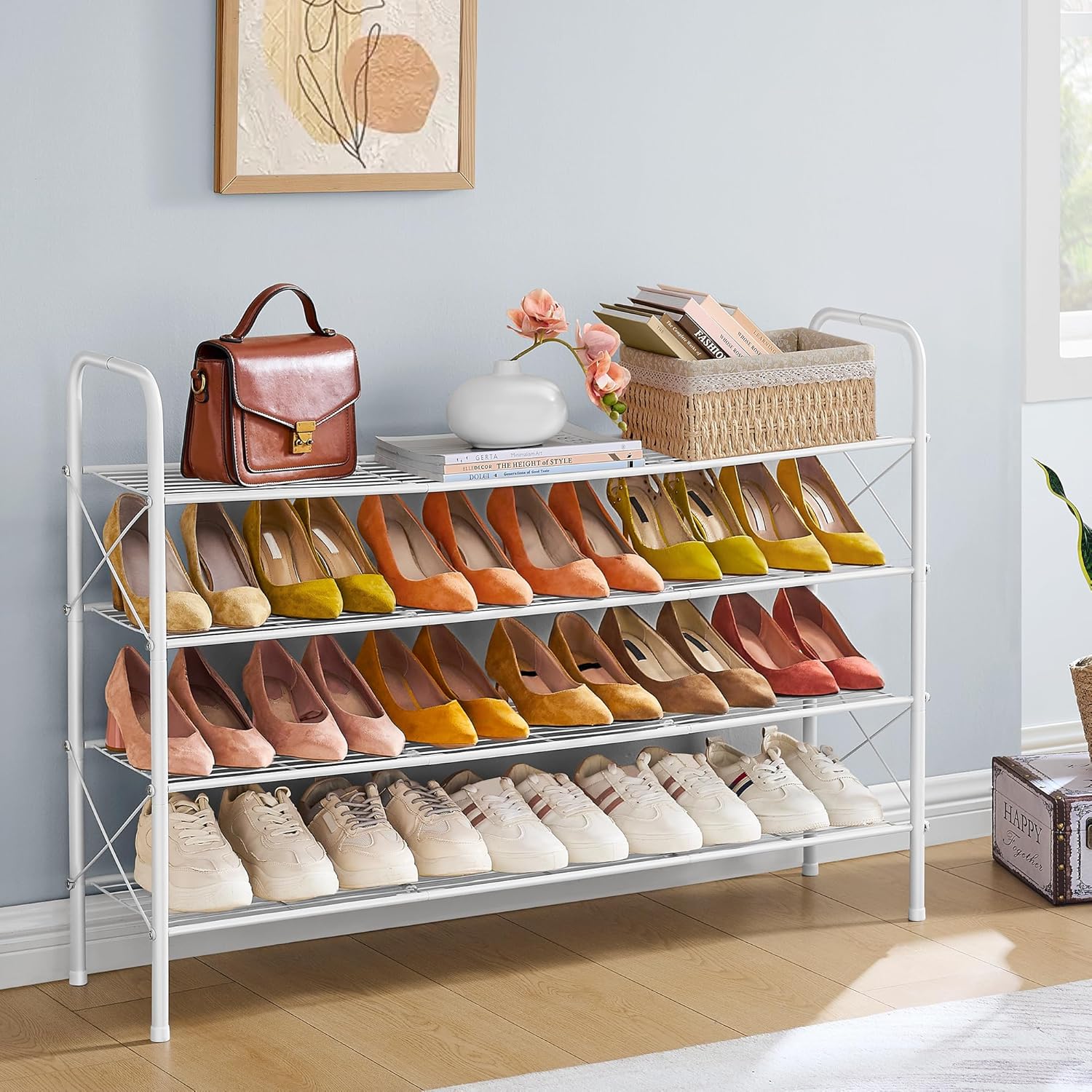 All Style Shoe Racks 4 Tier Mesh Style Shoe Rack, Entryway Shoe Shelf, Shoe Storage ...