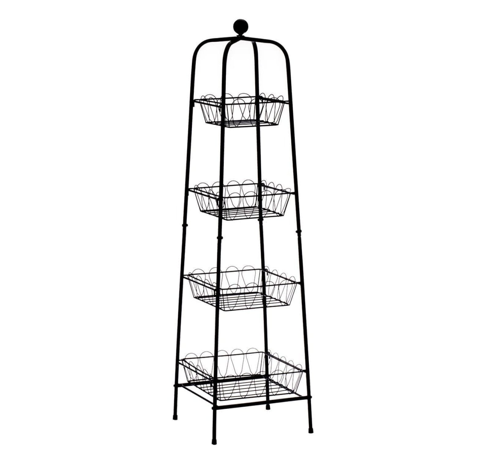 4-Tier Metal Basket Stand for Storage and Organization, One Size Fits All