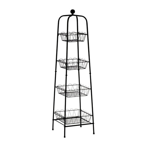 4-Tier Metal Basket Stand for Storage and Organization, One Size Fits All