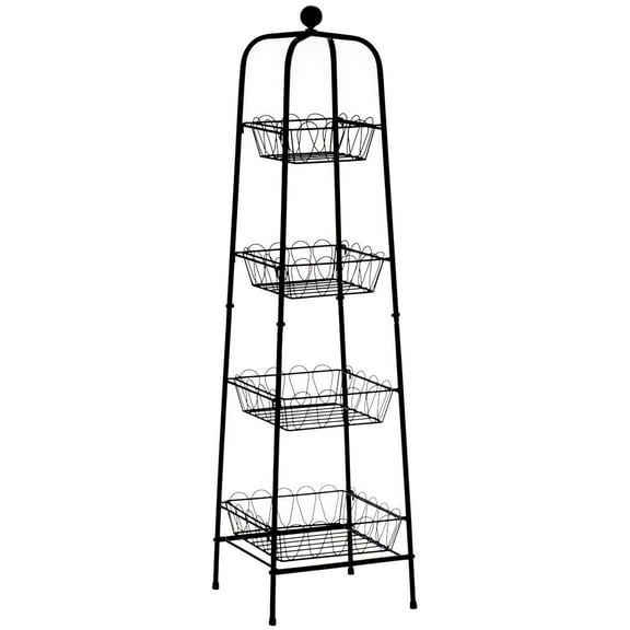4-Tier Metal Basket Stand for Storage and Organization