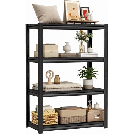 4-Tier Metal Bookshelf, Adjustable Tall Bookcase, Heavy Duty 2500 LBS Modern 36 Inch Wide Book Shelf, Bolt-Free Storage Shelves for Living Room, Home Office, Basement, Kitchen, 16 Deep x 53.4 High
