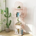 thumbnail image 1 of 4-Tier Metal Bookshelf, Creative Cactus Bookcase Freestanding Display Rack Corner Plant Shelf Open Storage Organizer for Home Office Pink, 1 of 18