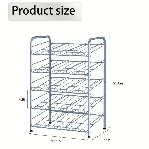 4-Tier Metal Can Rack - Adjustable Pantry Organizer Holds 48 Cans - Space Saving Vertical Storage with Front Loading - Hand Wash Only
