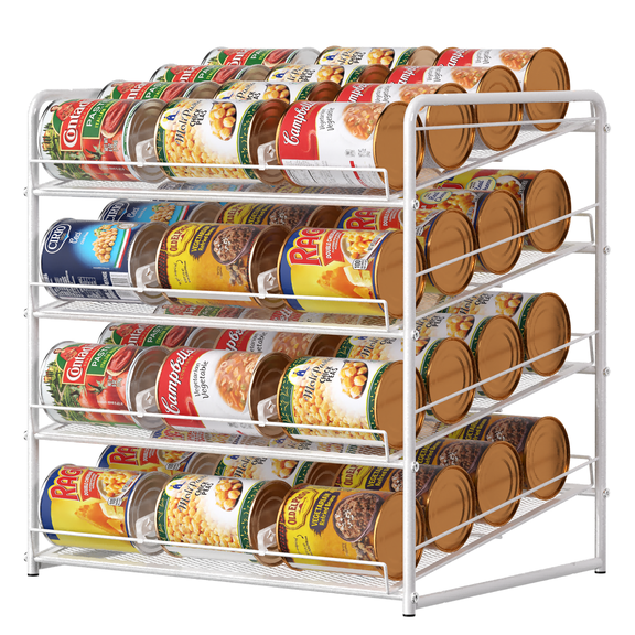 4-Tier Metal Can Rack Organizer - Holds 48 Cans, Pantry Kitchen Cabinet Countertop Dispenser