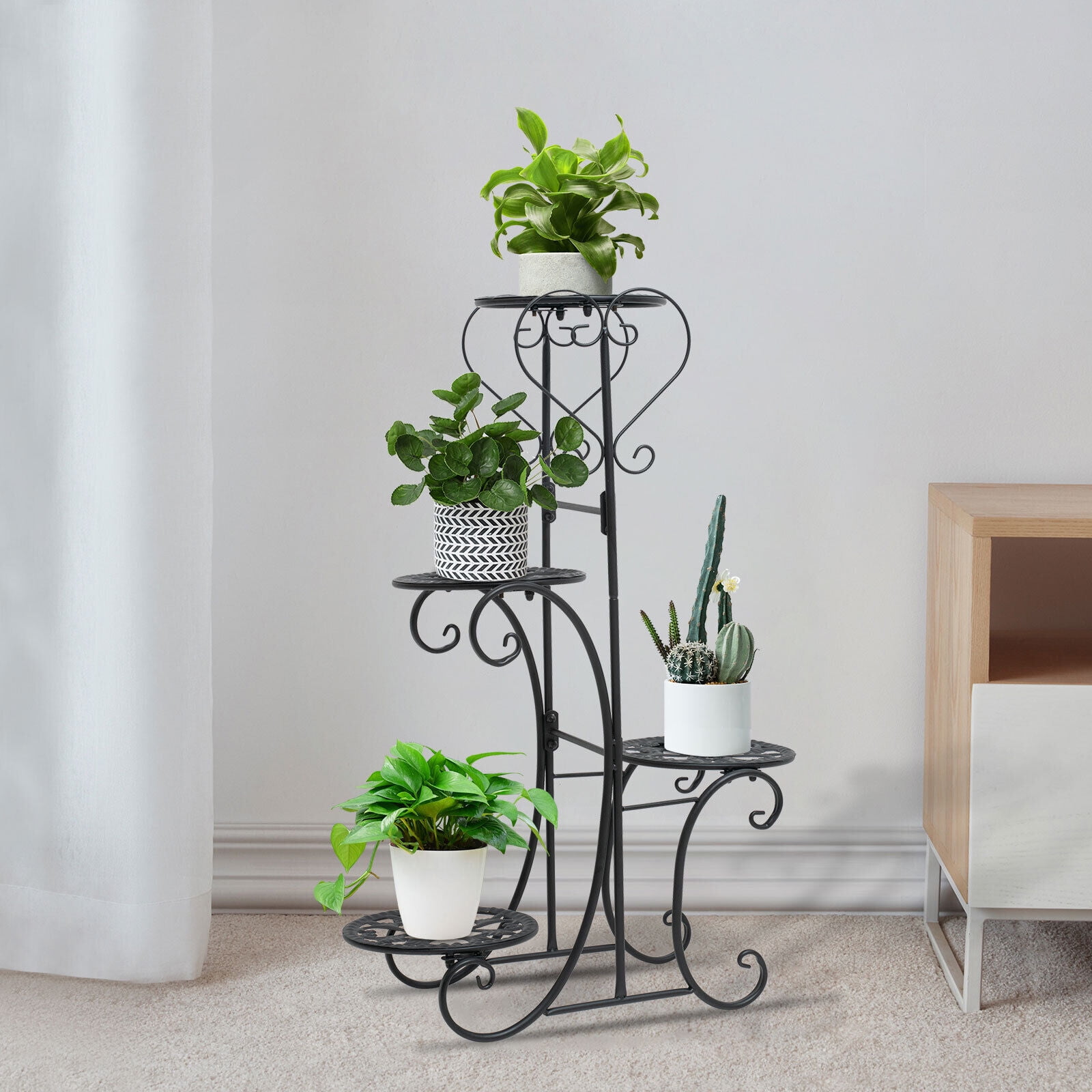 4 Tier Metal Flower Pot Plant Stand Display Shelf Multilayer Rack