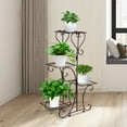 thumbnail image 1 of 4 Tier Metal Plant Stand - Indoor Outdoor Multiple Flower Pot Holder Shelf Plant Storage Stand, European Style - for Patio Garden Corner Balcony Living Room, 1 of 9