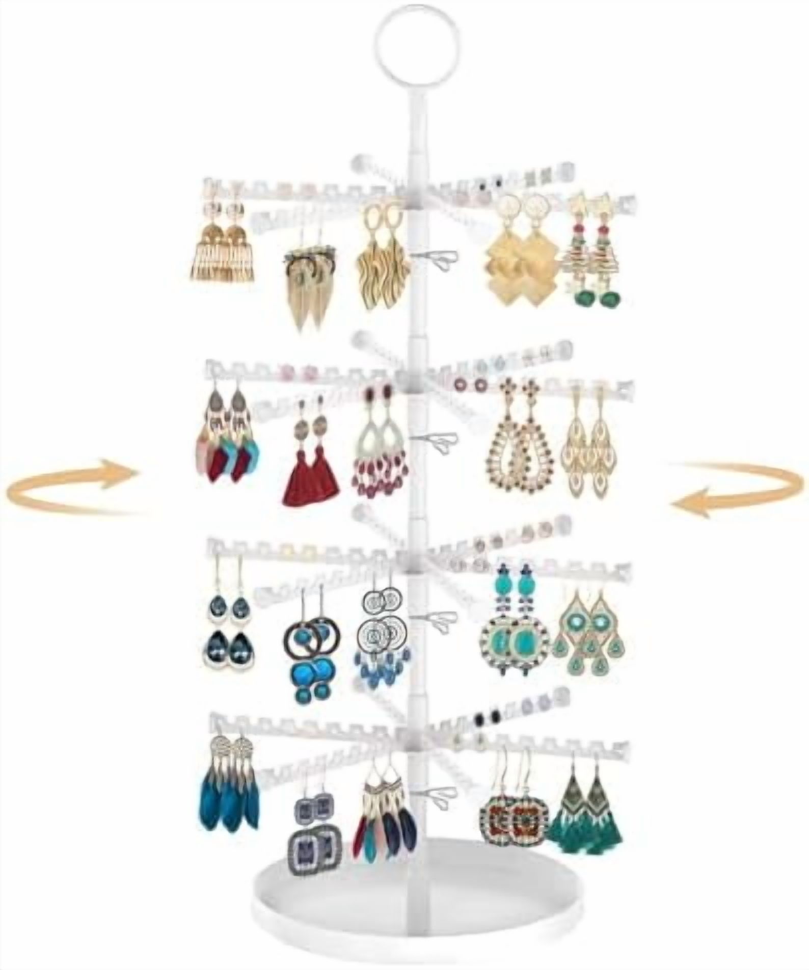 4 Tier Metal Rotating Earring Holder Organizer Stand Adjustable Display ...