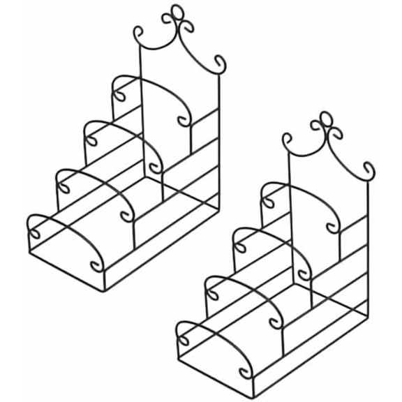 4-Tier Metal Scrollwork Dish Rack Plate Rack Display Stand Holder Cabinet Organizer Set of 2