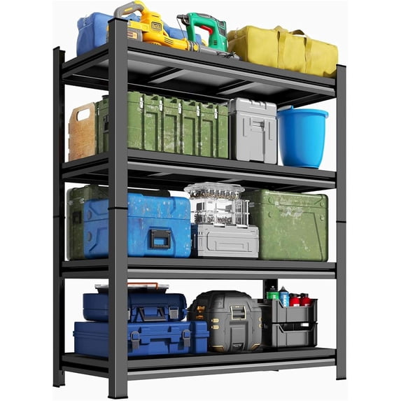 4-Tier Metal Shelving Unit, Adjustable Garage Storage Rack, 63