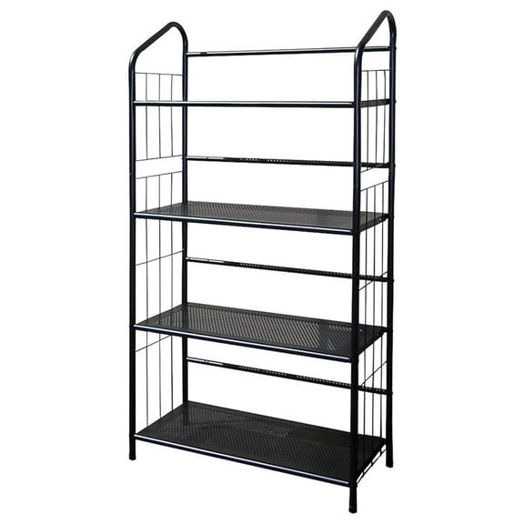4 Tier Metal Shelving Utility Rack Bookcase Bookshelf Black Finish .5" High X 26" Wide X 13" Deep