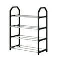 thumbnail image 1 of 4-Tier Metal Shoe Rack Storage Organizer, Space-Saving Shoe Shelf for Living Room/Bedroom/Closet/Entry (Black), 1 of 6