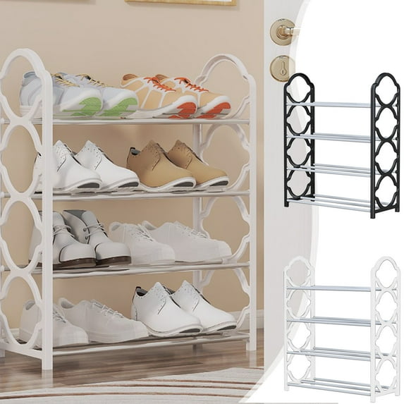 4 Tier Metal Shoe Rack with Dustproof Design, Space-Saving Shoe Organizer for Dorm & Entryway, Holds 8 Pairs, Easy Installation