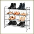 thumbnail image 1 of 4 Tier Metal Shoe Storage Rack,Adjustable and Freestanding Shelf for Closet Entryway (Silver), 1 of 6