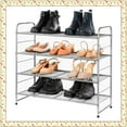 thumbnail image 1 of 4 Tier Metal Shoe Storage Rack,Freestanding & Adjustable Wire Grid Storage for Closet Bedroom Entryway in Silver, 1 of 6