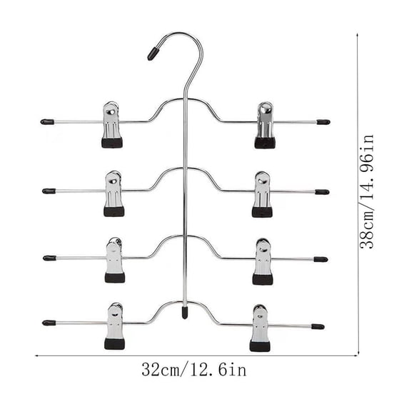 4-Tier Metal Skirt Hanger, Anti-slip Clip Design Space Saving Vertical Storage for Closet Organization Apparel Display Daily Wardrobe Sorting
