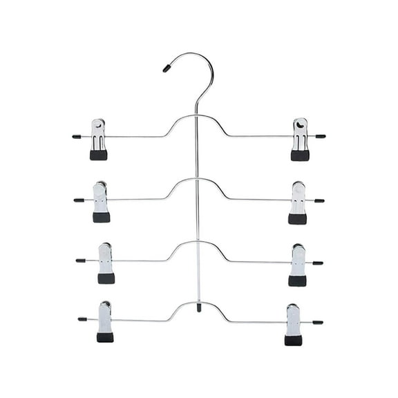 4 Tier Metal Skirt Hangers for Women, Pants Hangers Space Saving with Adjustable Clips, Multilayer Skirt Hanger, Closet Organization Hanger for Slacks, Trousers, Shorts, Jeans, Towels