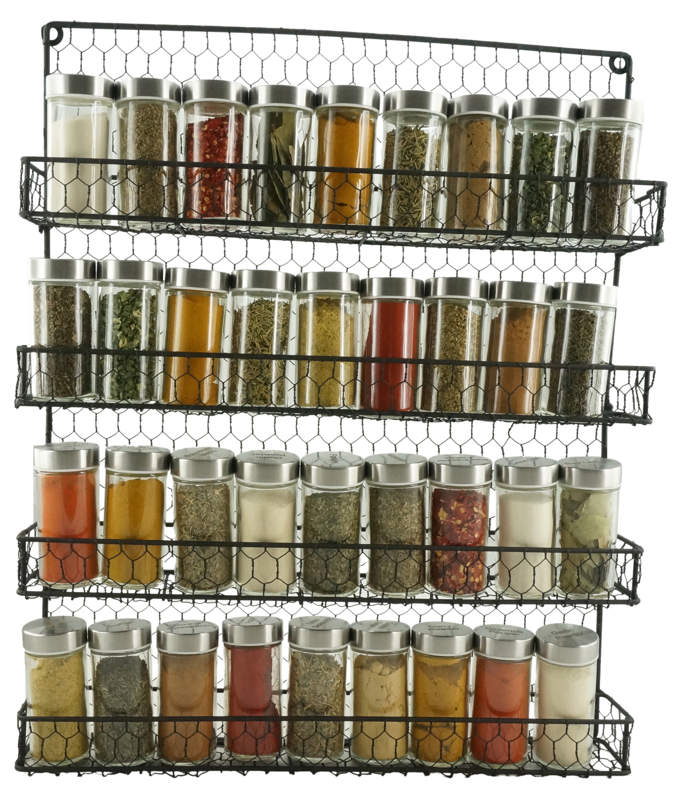 4 Tier Metal Spice Rack Wall Mount Kitchen Spices Organizer Pantry ...