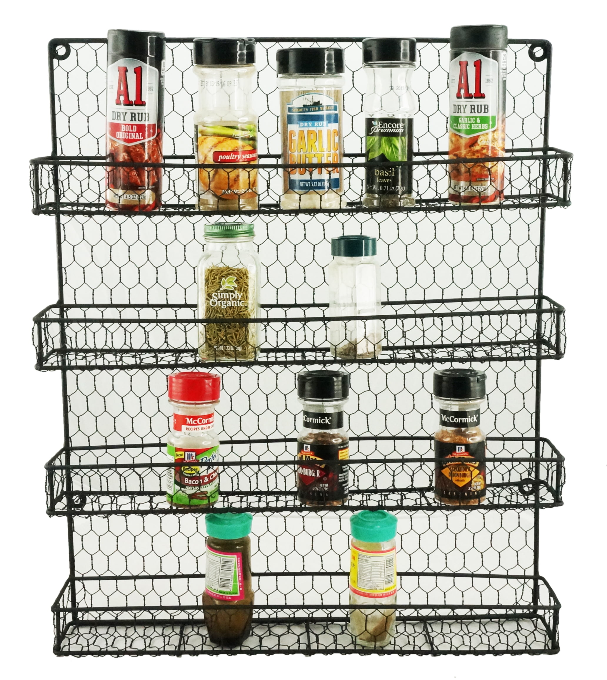 Spice rack wall mount, Spice Rack Organizer Wall Mount 4-Tier Separated  Hanging Spice Racks with Hooks for Kitchen Counter Cabinet Pantry over  Stove 