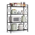 thumbnail image 1 of 4-Tier Metal Storage Rack, Shelving Unit with X Side Frames, Dense Mesh, 12.6 x 31.5 x 44.3 Inches, for Entryway, Kitchen, Living Room, Bathroom, Industrial Style, Ink Black, 1 of 8