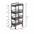thumbnail image 1 of 4 Tier Metal Storage Rack Utility Rolling Cart Kitchen Shelf Home Organiser Stand with Side Hooks Maximum Load 110lbs High Quality Materials, 1 of 12