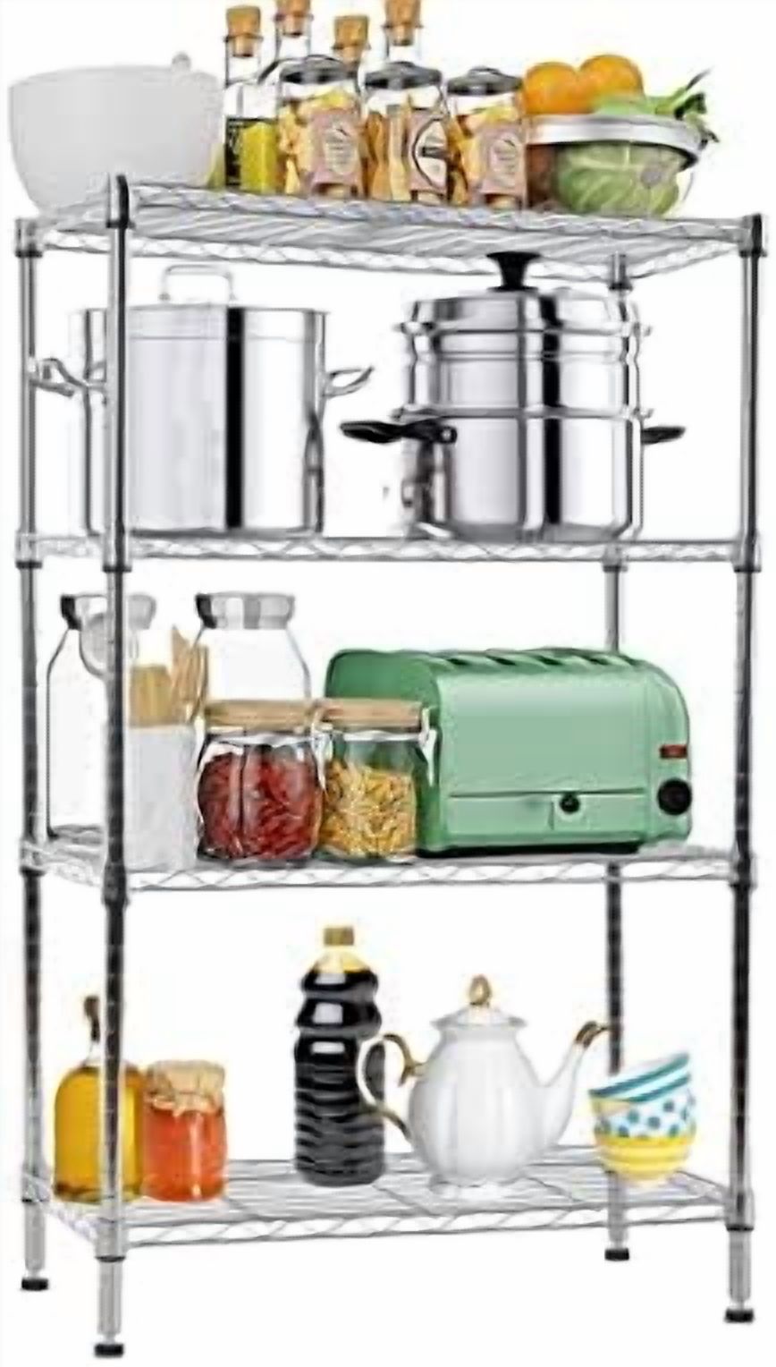 4-Tier Metal Wire Shelving Unit Kitchen Shelf Organizer Height ...