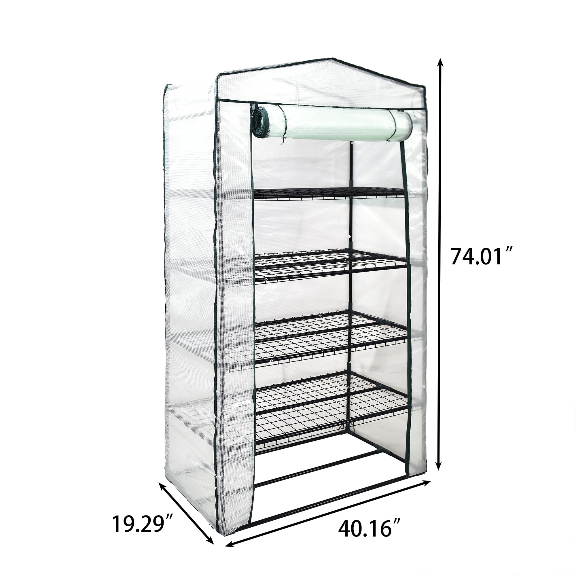 Black 4-Tier Mini Greenhouse with Reinforced PE Cover