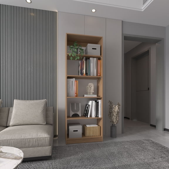 4-Tier Modern Bookcase with Spacious Storage & Space-Saving Design Ideal for Home Offices and Small Living Rooms, Natural Wood Finish, Eco-Friendly & Durable