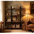 Metal Book Storage Rack 4 Tier Modern Rustic Industrial Bookshelf, Open Wide Office Etagere ...