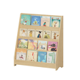 thumbnail image 1 of 4 Tier Montessori Bookshelf, Kids Open Wooden Bookshelf, Toddler Sling Bookcase, Triangular Structure, Rounded Corner Design, Children Front Facing Book Shelf for Nursery, Playroom, and Classroom, 1 of 9