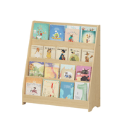 4 Tier Montessori Bookshelf, Kids Open Wooden Bookshelf, Toddler Sling Bookcase, Triangular Structure, Rounded Corner Design, Children Front Facing Book Shelf for Nursery, Playroom, and Classroom