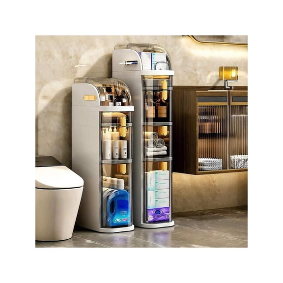 4-Tier Movable Storage Rack with Multi-Layer Drawers, Lightweight Luxury Shelf for Bathroom Essentials, Kitchen, Living Room, and Bedroom Organization