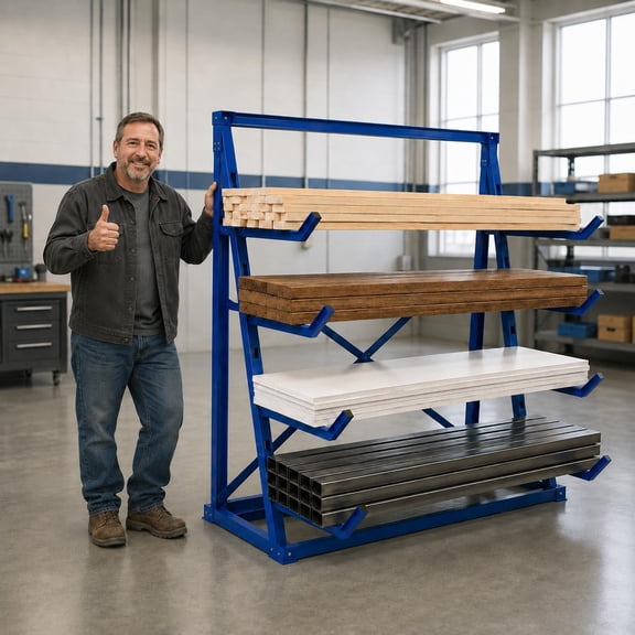 4-Tier Multi-Use Bar Storage Rack, 2500 lbs Heavy Duty Metal Lumber Rack, Adjustable Utility Holder for Pipe Wood Tools in Workshop Garage Shed