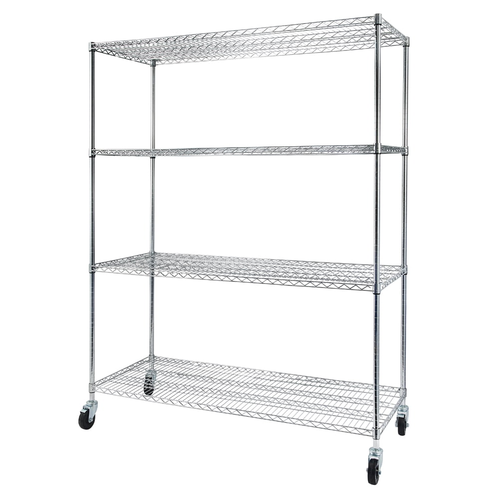 4-Tier NSF Heavy Duty Adjustable Storage Metal Rack with Wheels & Shelf ...