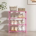 thumbnail image 1 of 4-Tier Narrow Shoe Rack, Bug Hull Stackable Metal Shoe Organizer Tower for 8-10 Pairs, Pink, 1 of 7