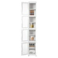 thumbnail image 1 of 4-Tier Narrow Storage Cabinet, Mobile S-torage Organizer with 4 Universal Wheels, Tall Slim Storage Cabinet with Doors and Shelves for Small Space, Kitchen, Bathroom, Toilet Paper, White, 1 of 19