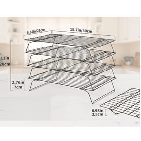 4-Tier Non-Stick Cooling Rack, Stackable Carbon Steel Wire Stand for Cookies, Cakes & Baked Goods