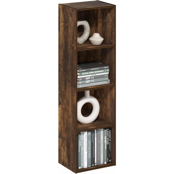 4-Tier Open Shelf Bookcase, Bookshelf, Amber Pine