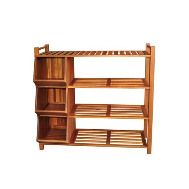 Tier Outdoor Shoe Rack and Cubby Wooden Storage Shelf Stand